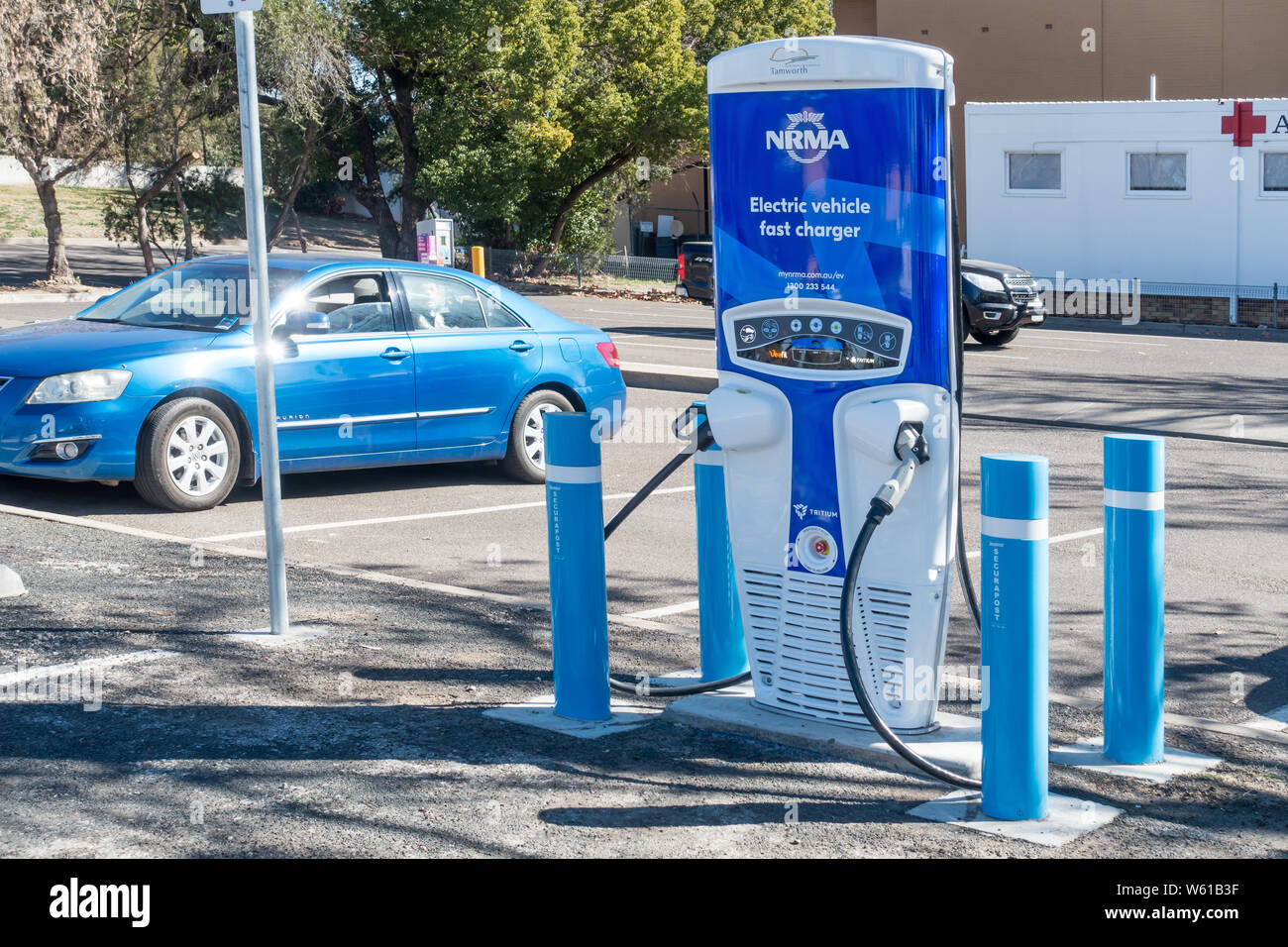 Dual Electric car fast charger at Tamworth Australia. Stock Photo