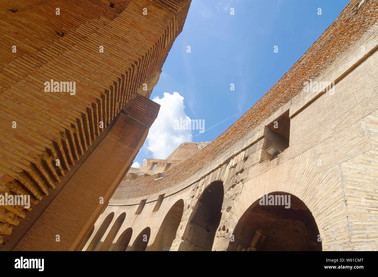 A different point of view of the iconic Roman Forum, a majestic reminder of what was ones the almighty Roman Empire. Stock Photo