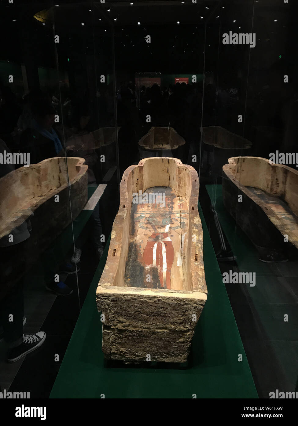 A sarcophagus from ancient Egypt is on display during an exhibition at ...