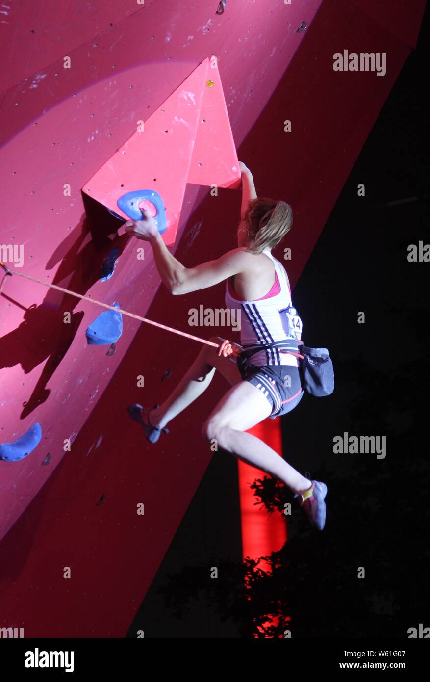 Janja Garnbret of Slovenia competes in the women's lead season final