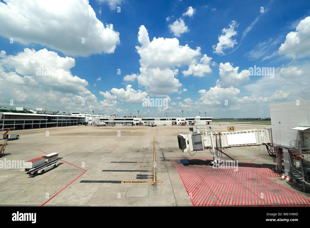 airport ramp and advertising billboard with blank screen in Bangkok ...