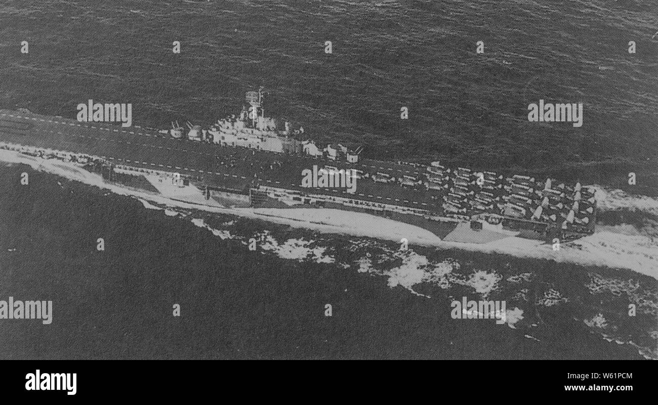 US aircraft carrier USS Yorktown Saipan offshore, 1944, Private Collection Stock Photo