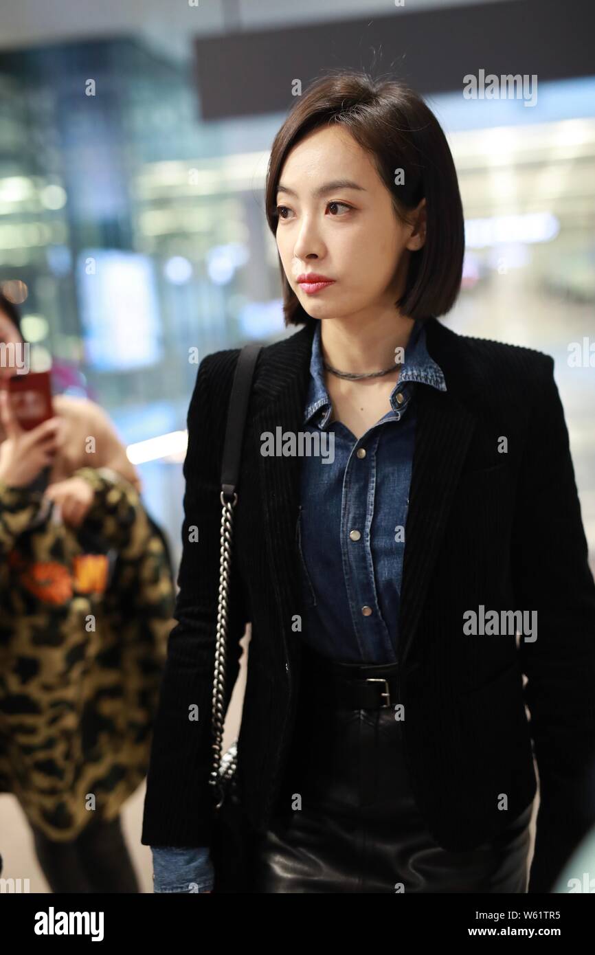Chinese singer and actress Victoria Song or Song Qian arrives at the Beijing Capital International Airport in Beijing, China, 10 October 2018.   Blaze Stock Photo