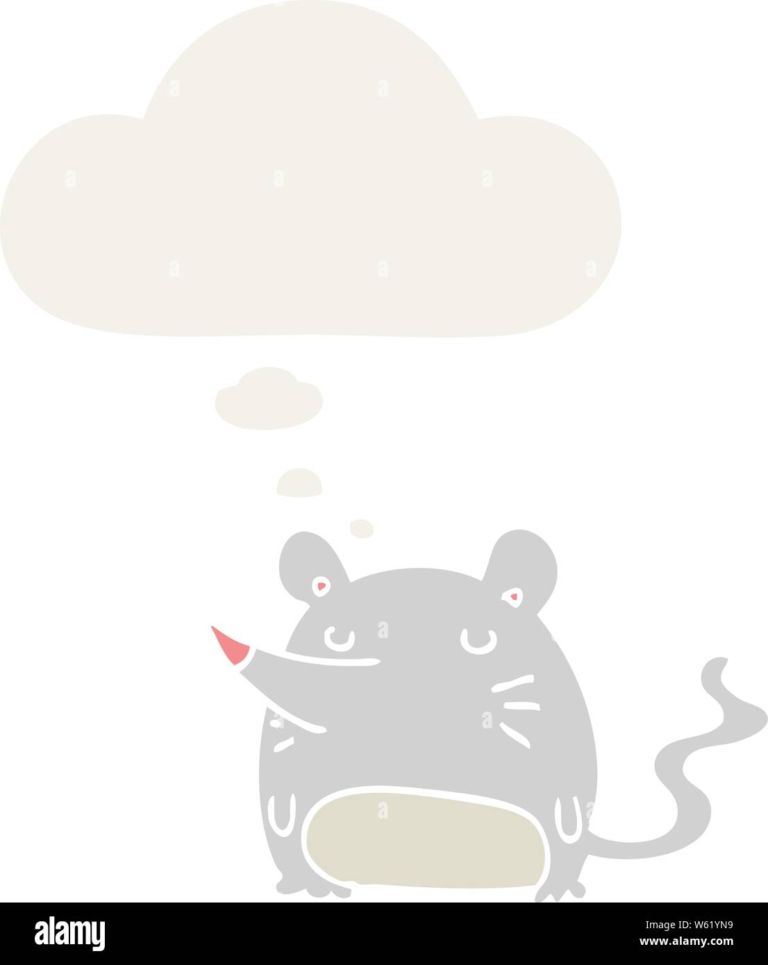 cartoon mouse with thought bubble in retro style Stock Vector