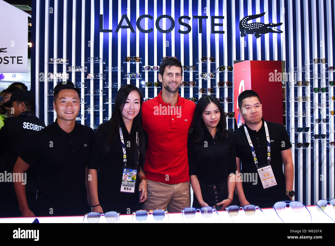 Serbian tennis star Novak Djokovic attends a promotional event by French fashion brand Lacoste in Shanghai China 7 October 2018 Stock Photo Alamy