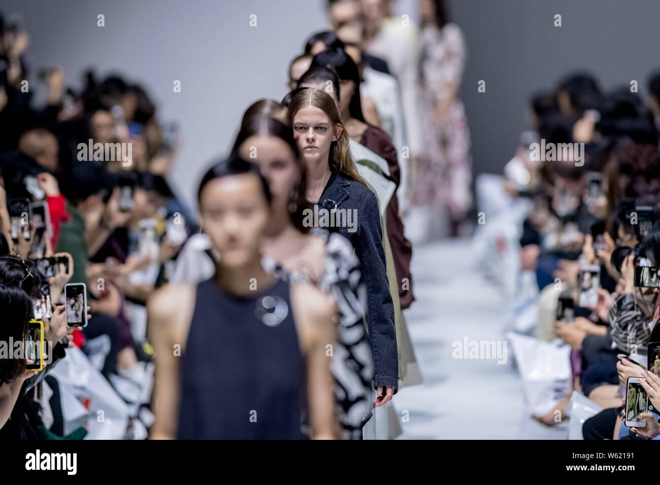 Models display new creations at the fashion show of IMMI during the ...