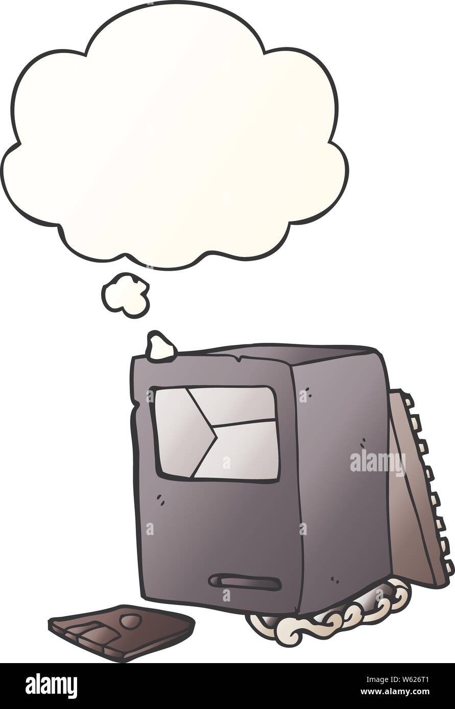 Freehand Drawn Cartoon Broken Computer Stock Photos & Freehand Drawn