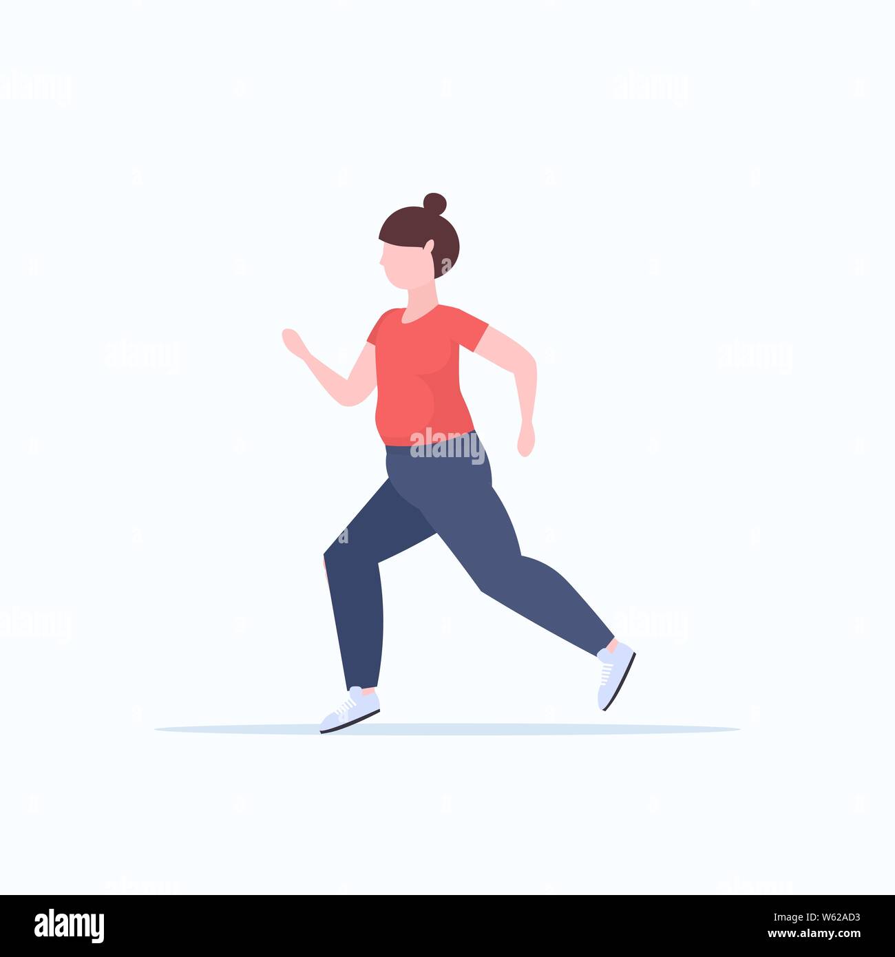 fat obese woman jogging overweight girl running sport activity training