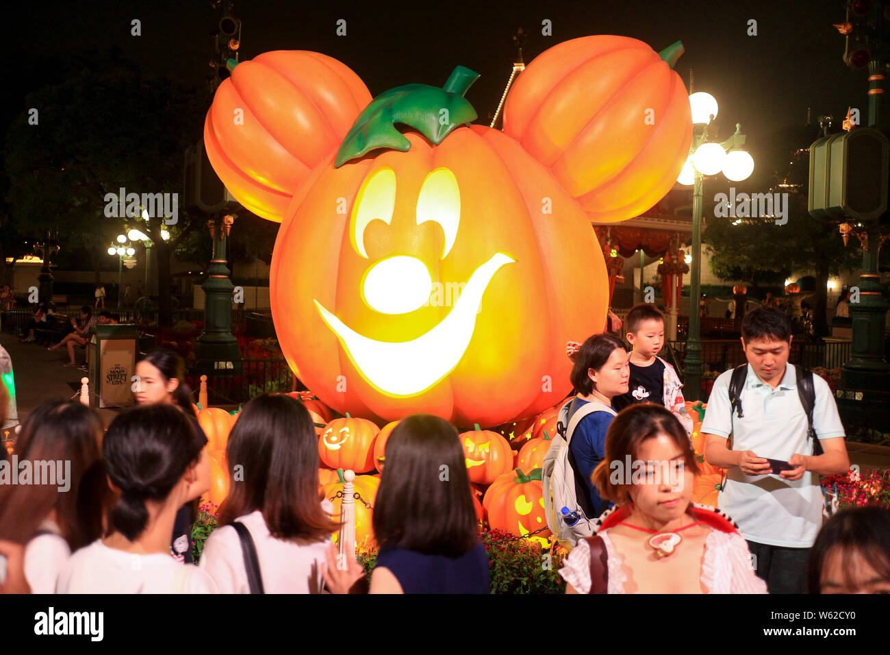 View of the Hong Kong Disneyland in preparation for the Halloween Festival in Hong Kong