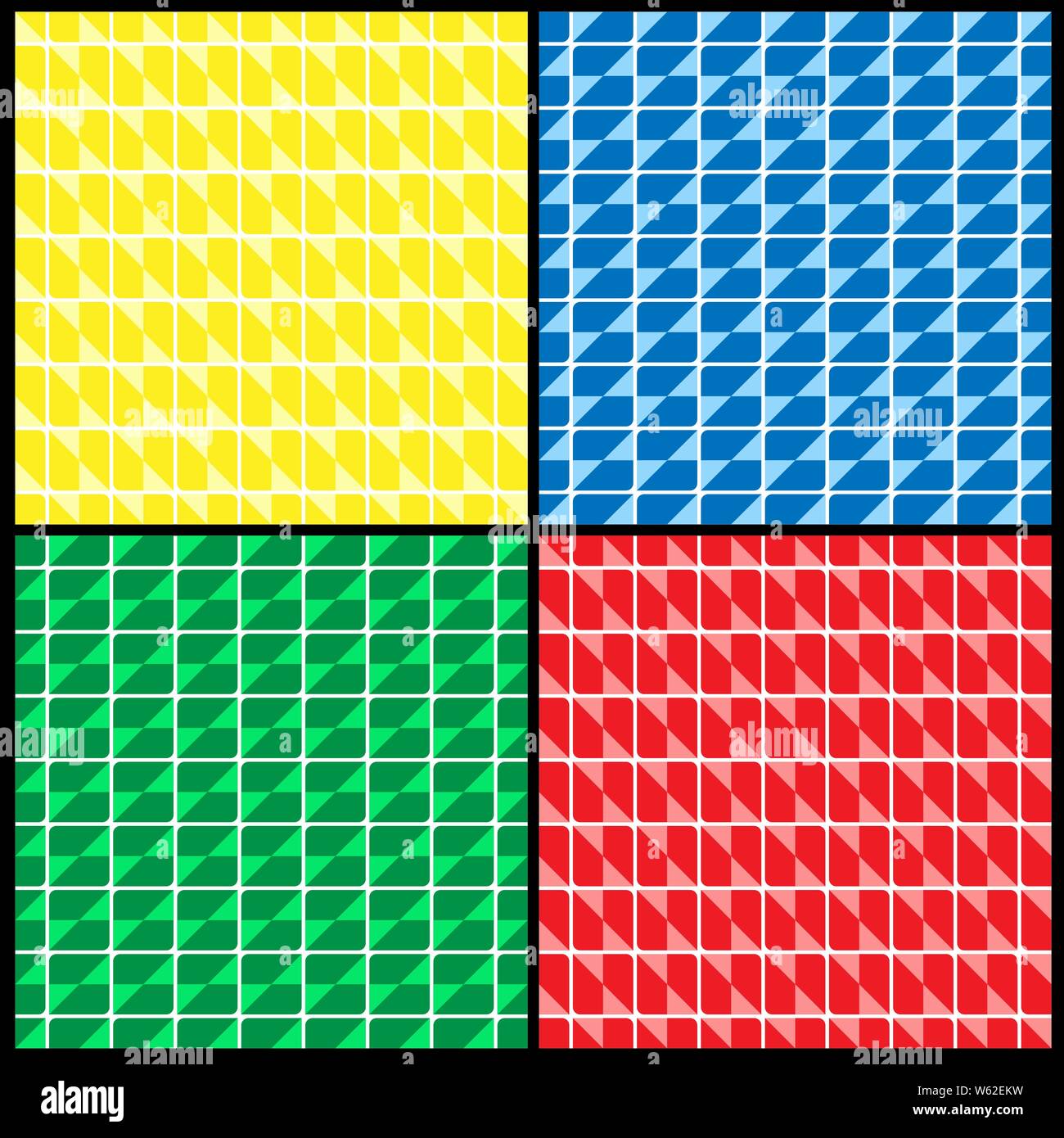 set of multi-colored geometric patterns of squares. Random colors ...