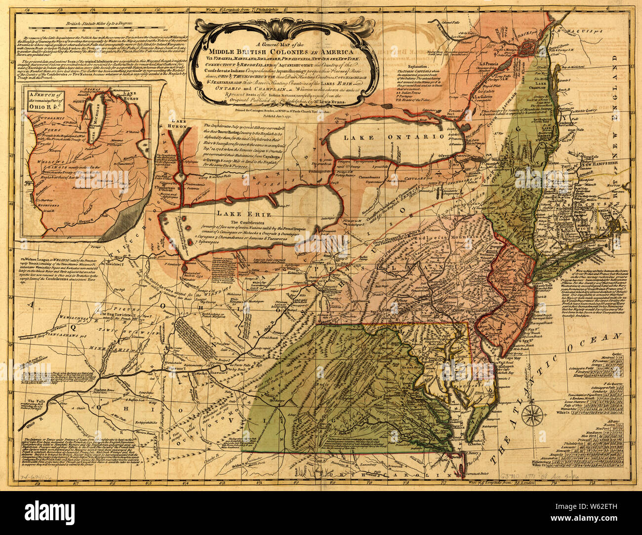 American Revolutionary War Era Maps 1750-1786 042 A general map of the middle British colonies in America 12 Rebuild and Repair Stock Photo