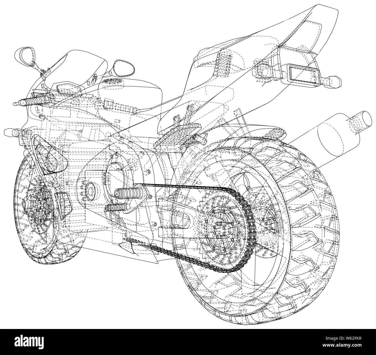 3d rendering white motorcycle Black and White Stock Photos & Images - Alamy