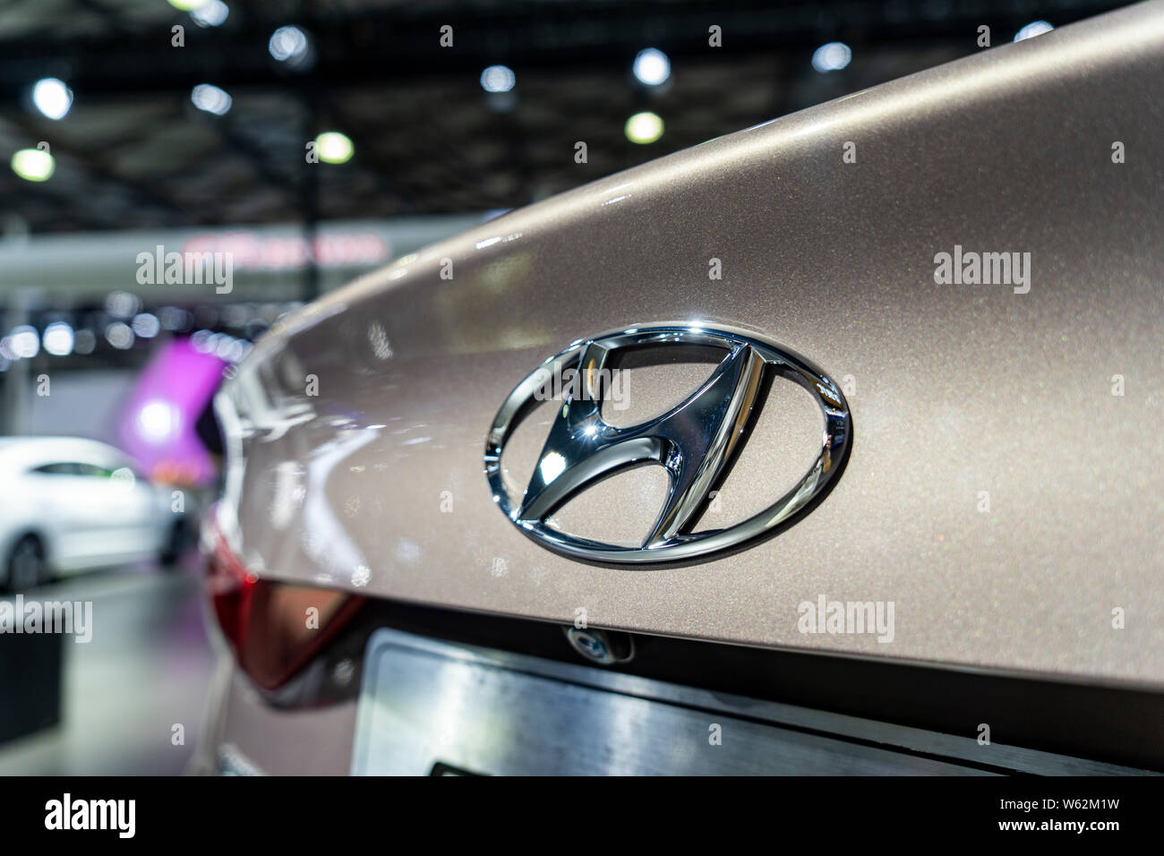 --FILE--View of a logo of Beijing Hyundai Motor during an exhibition in ...