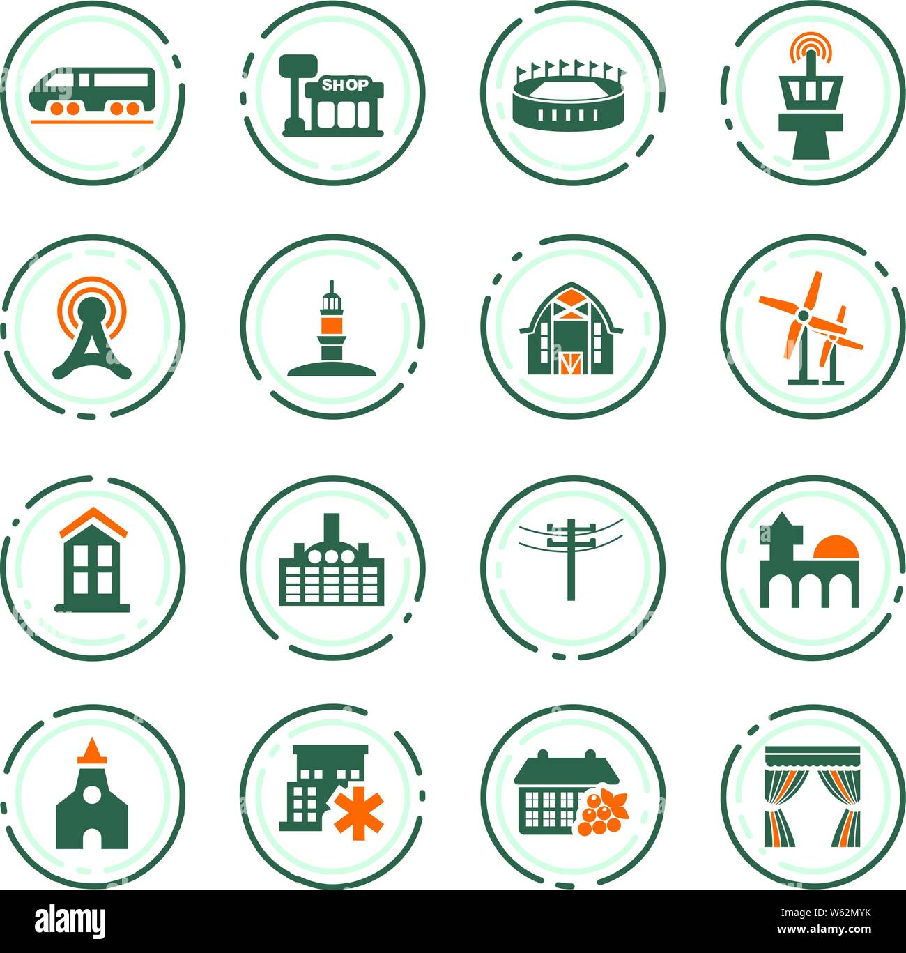 Infrastucture of the city color vector icons for user interface design ...