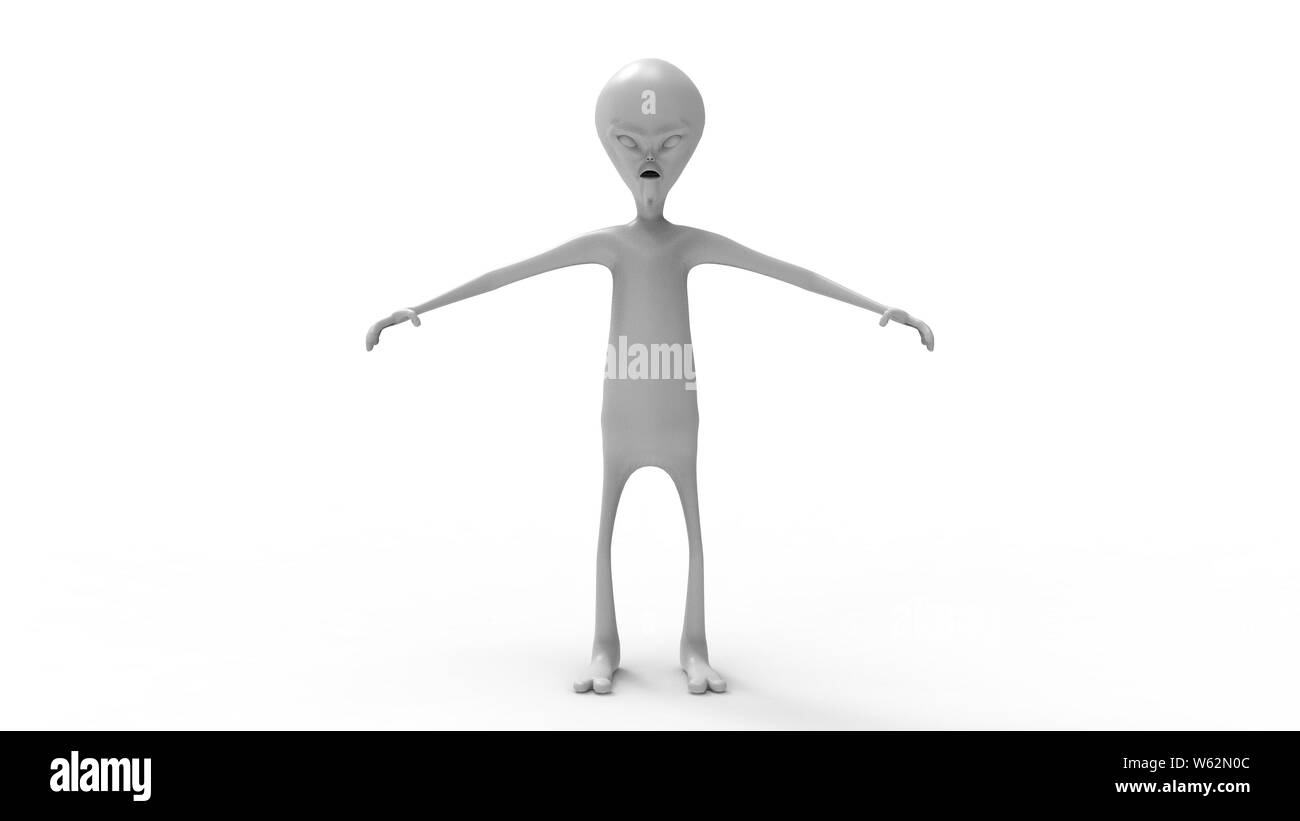 3D rendering of a computer model alien isolated in white studio ...