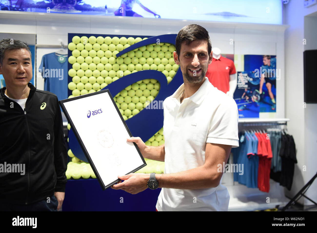 Serbian tennis star Novak Djokovic attends a promotional event for Asics  ahead of the Rolex Shanghai Masters 2018 tennis tournament in Shanghai,  China Stock Photo - Alamy