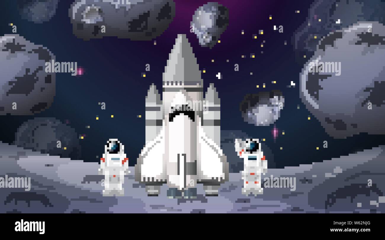 Astronaut and rocket space scene illustration Stock Vector Image & Art ...