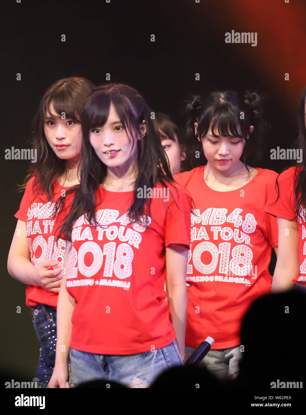 Sayaka Yamamoto Front And Other Members Of Japanese Idol Group Nmb48 Perform At Their Concert During The Nmb48 Asia Tour In Shanghai China 7 Octob Stock Photo Alamy