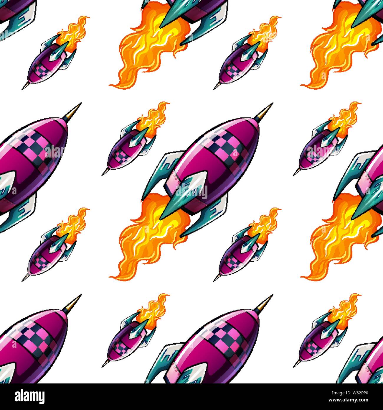 Seamless pattern tile cartoon with rockets illustration Stock Vector ...