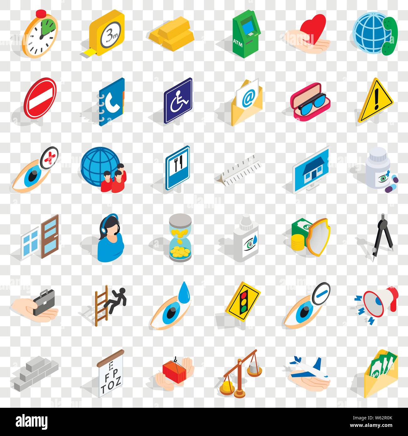 Eyedrop icons set, isometric style Stock Vector