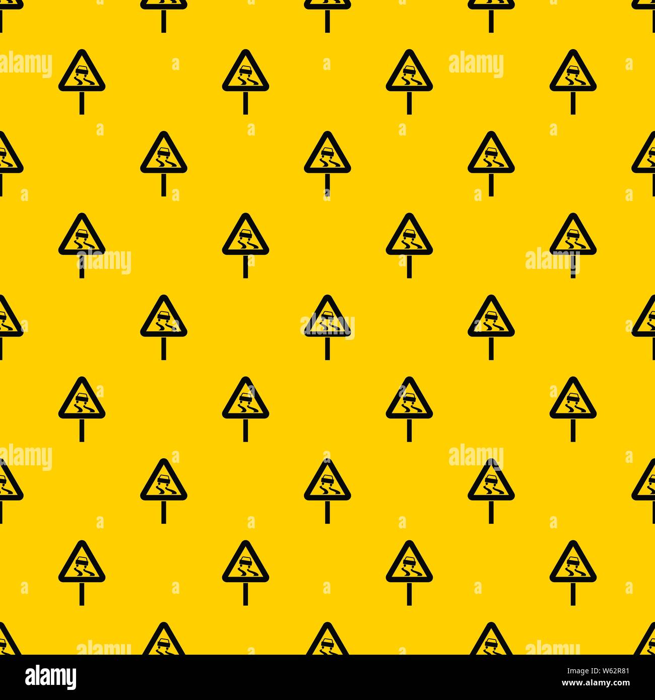 Slippery when wet road sign pattern vector Stock Vector