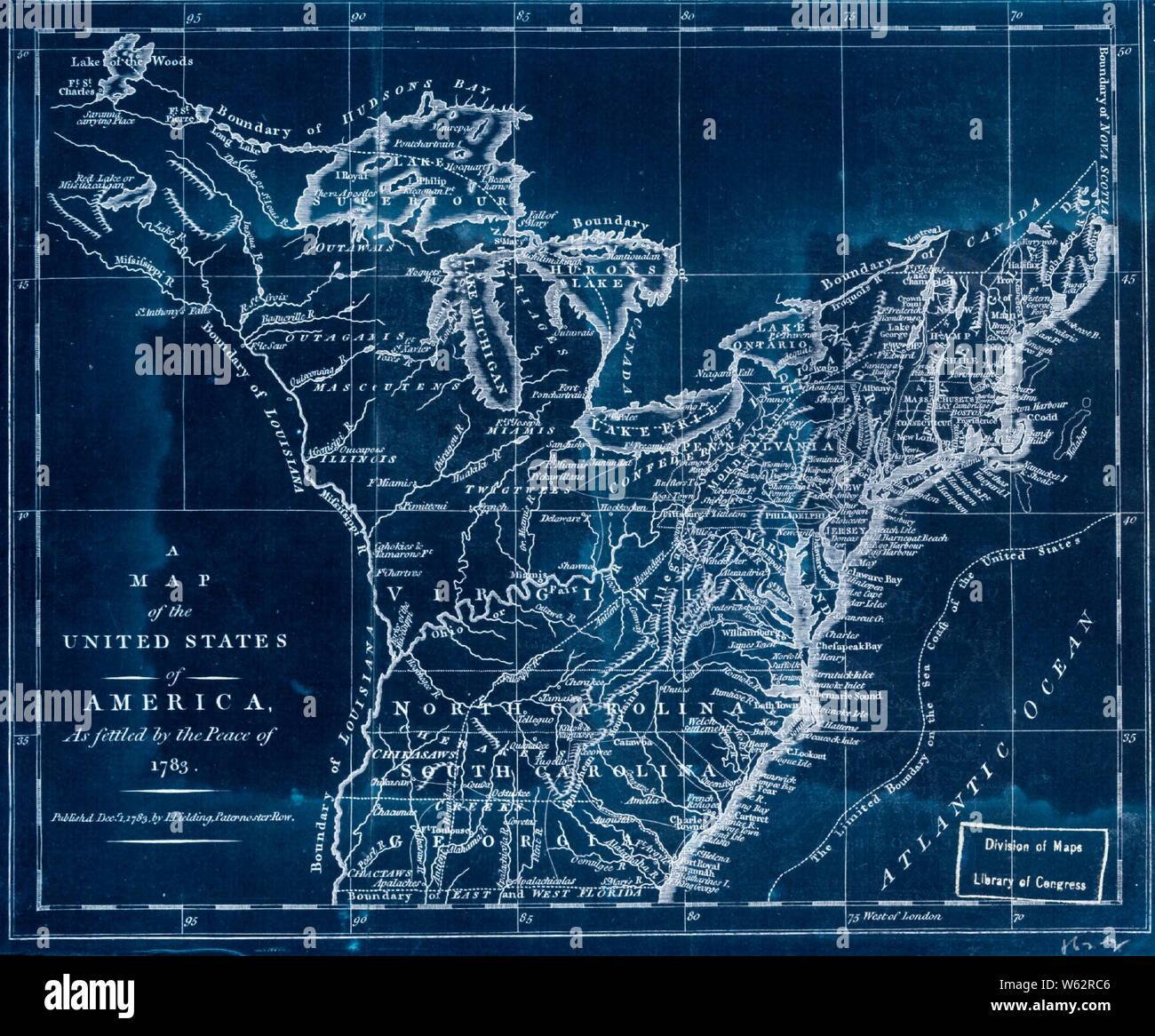American Revolutionary War Era - American Revolutionary War Era Maps 1750 1786 118 A Map Of The United States Of America As Settled By The Peace Of 1783 Inverted Rebuild And Repair W62RC6 