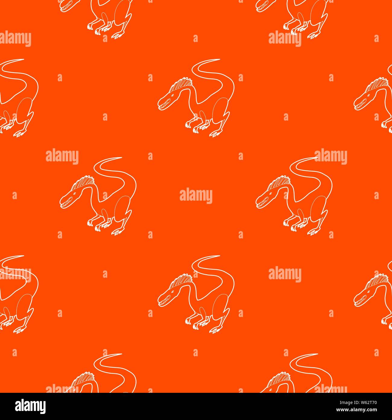 Hungry dinosaur pattern vector orange Stock Vector