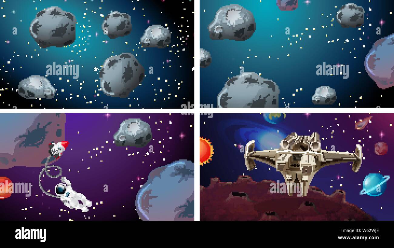 Space background scene set illustration Stock Vector Image & Art - Alamy