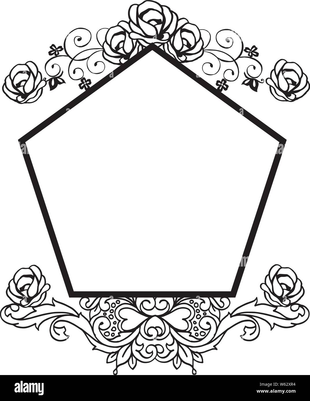 Design greeting card with beauty of black and white flower frame ...