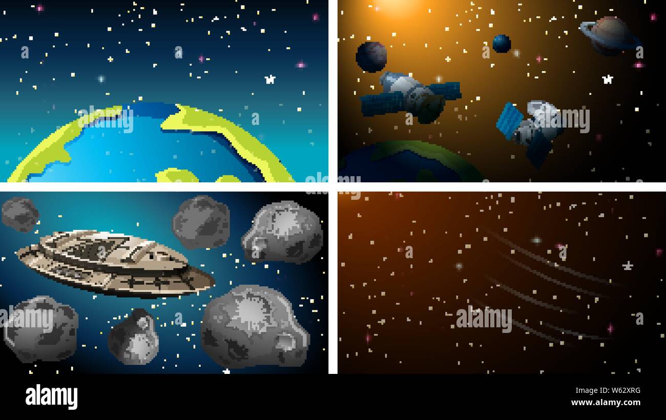 Space background scene set illustration Stock Vector Image & Art - Alamy