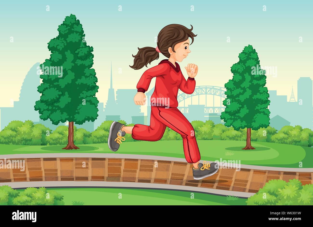 Woman running in park illustration Stock Vector Image &amp; Art - Alamy