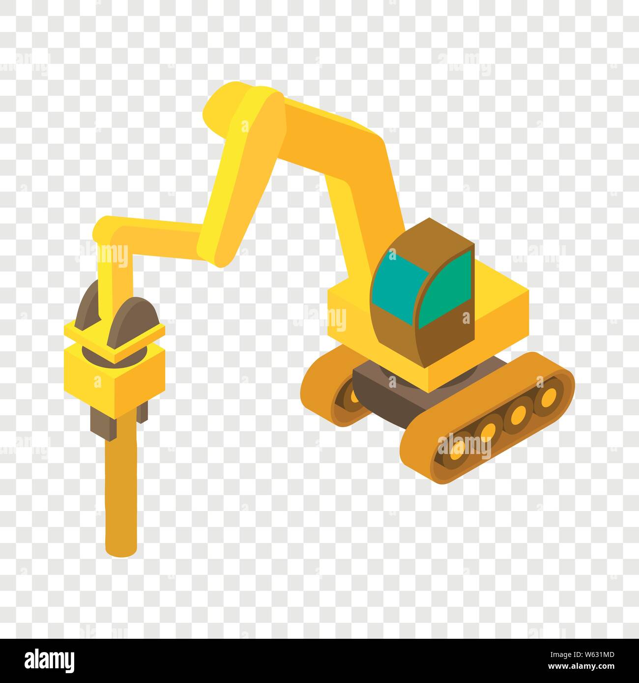 Excavator hammer icon, isometric 3d style Stock Vector