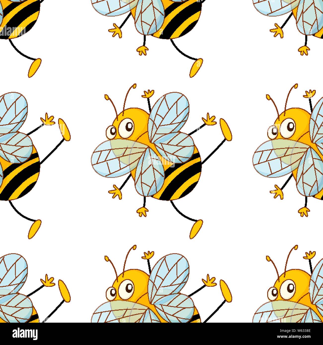 Seamless pattern tile cartoon with bees illustration Stock Vector Image ...