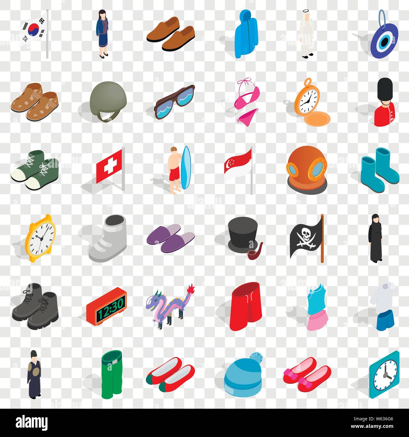 Vogue icons set, isometric style Stock Vector