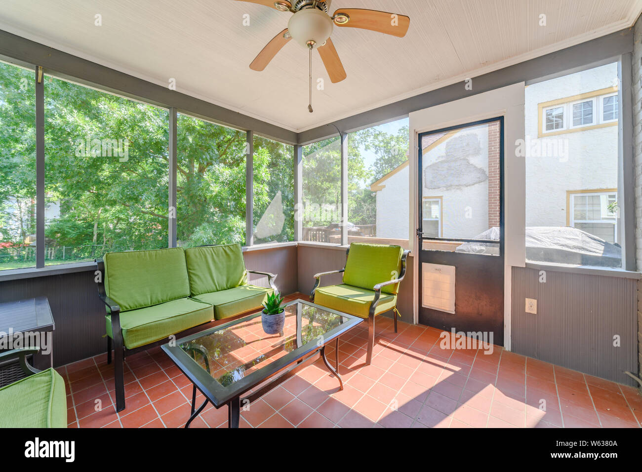 A Cozy Covered Indoor Outdoor Patio Stock Photo 261915594 Alamy