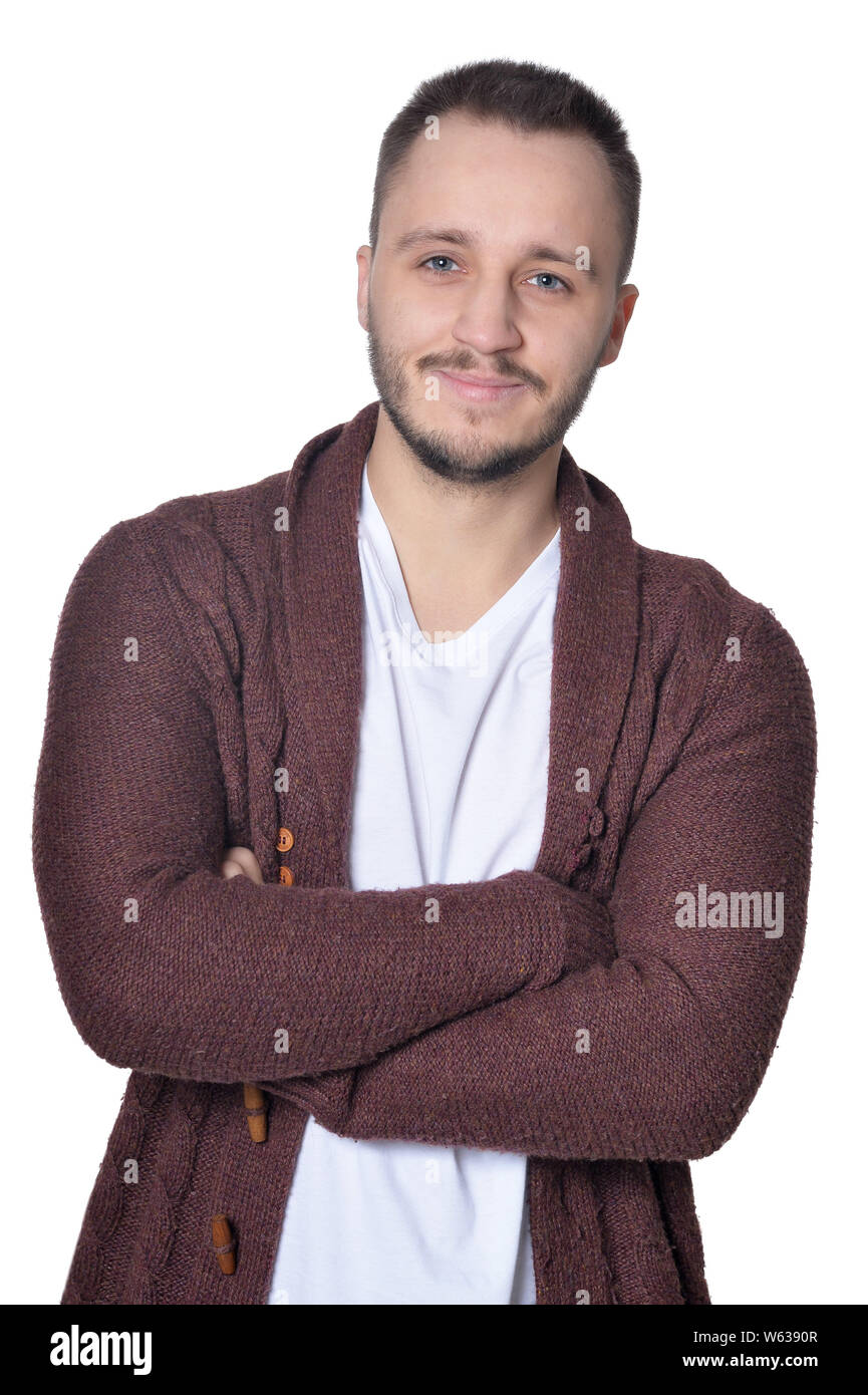 Portrait of young man isolated on white background Stock Photo - Alamy