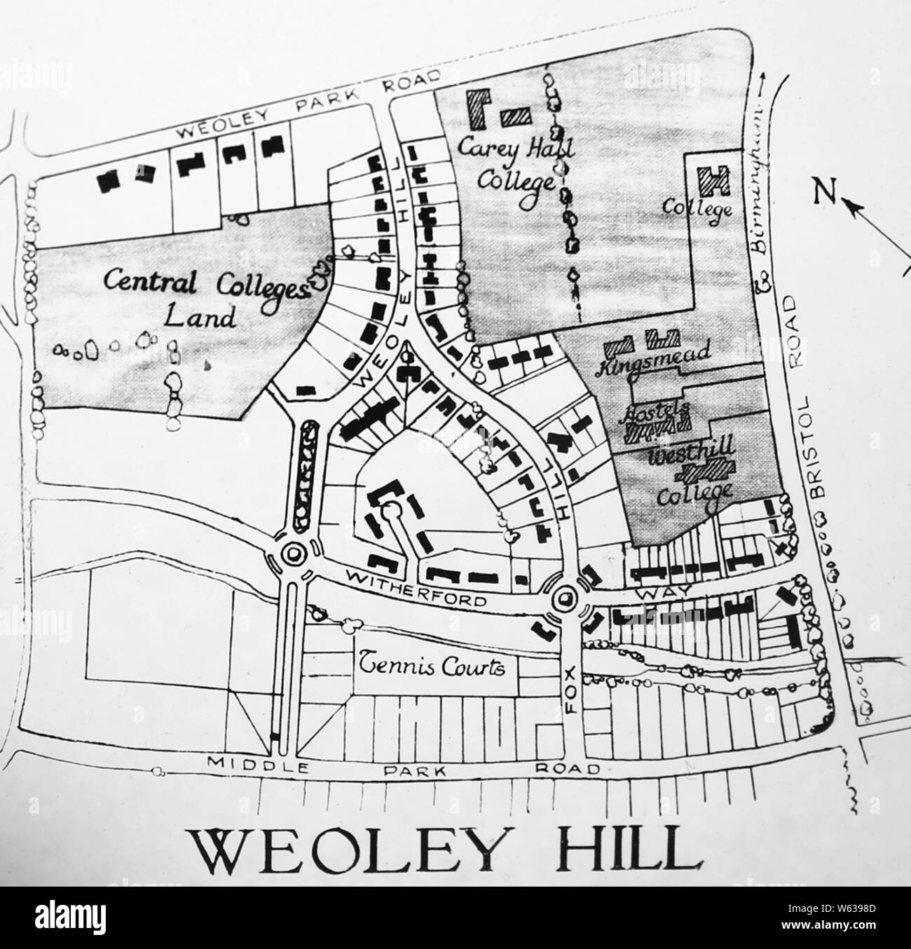Plan of Weoley Hill, Bournville village Stock Photo Alamy