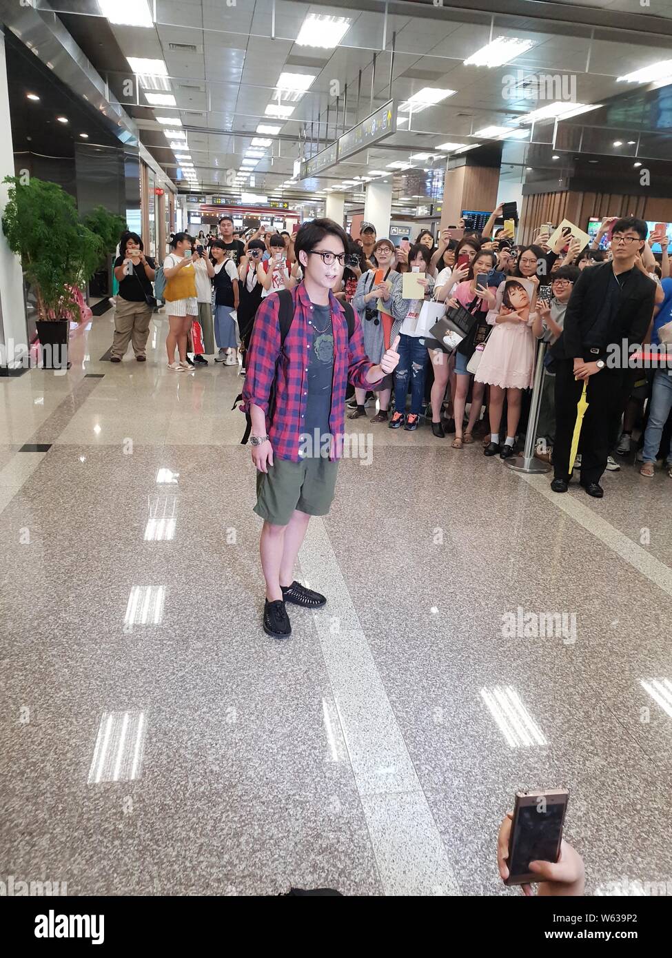 **TAIWAN OUT**Japanese actor and singer Teppei Koike is pictured after arriving at the Taipei Songshan Airport in Taipei, Taiwan, 1 September 2018. Stock Photo