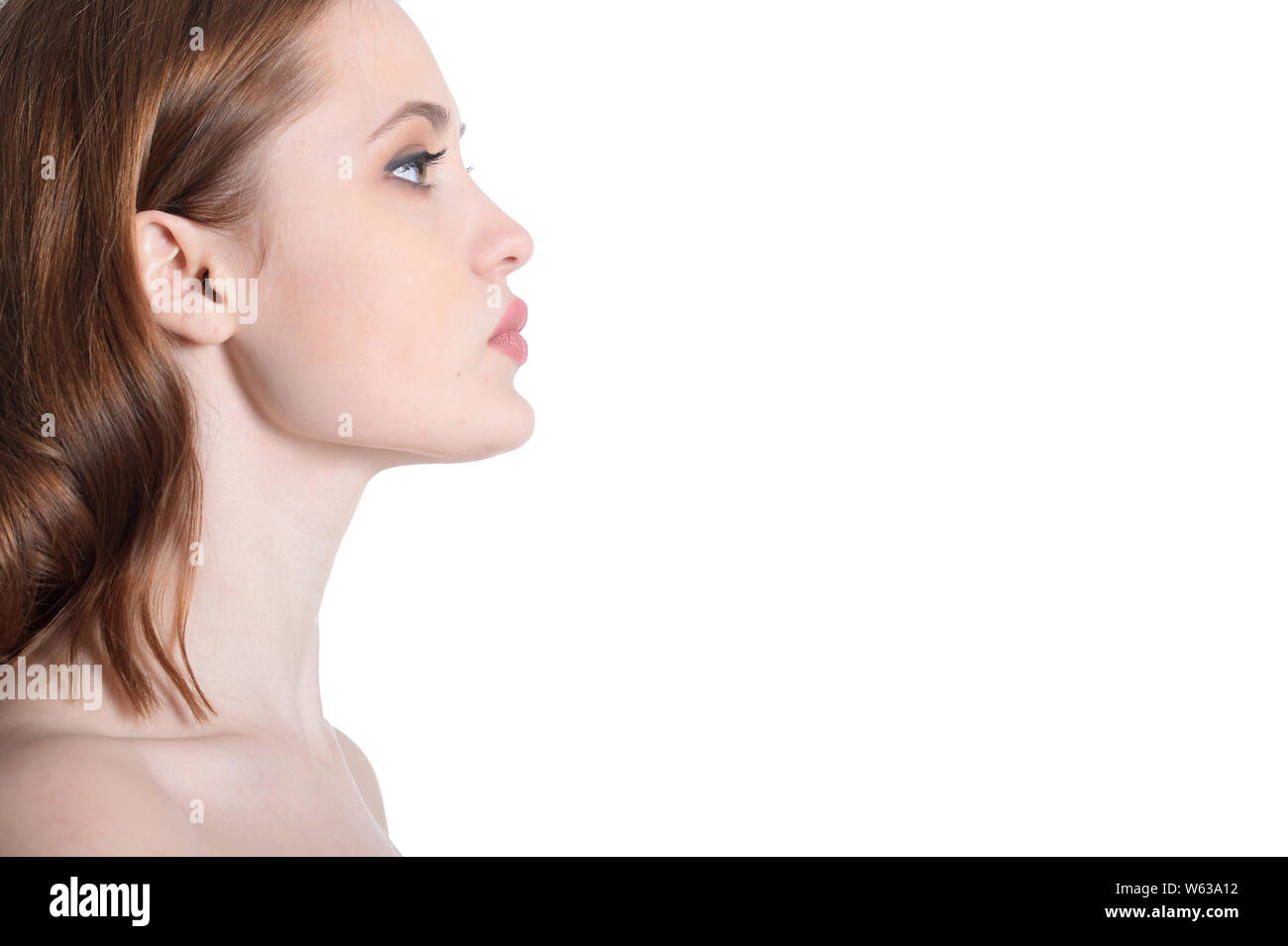 Portrait of beautiful young woman on white background Stock Photo - Alamy