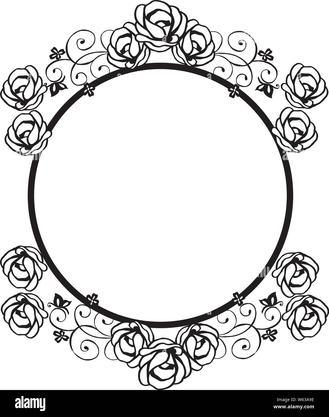 Design greeting card with beauty of black and white flower frame ...