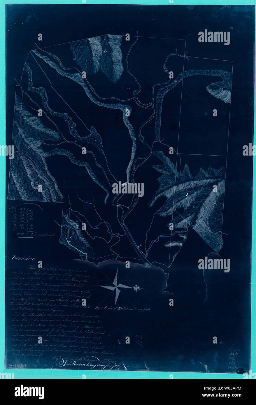 American Revolutionary War Era Maps 1750-1786 244 A plan of the Rosalij Compy Estates showing the impracticable lands Inverted Rebuild and Repair Stock Photo