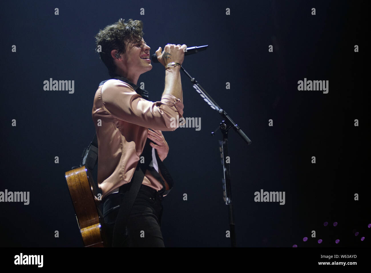 Shawn Mendes performs live on stage at the Allstate Arena in Rosemont