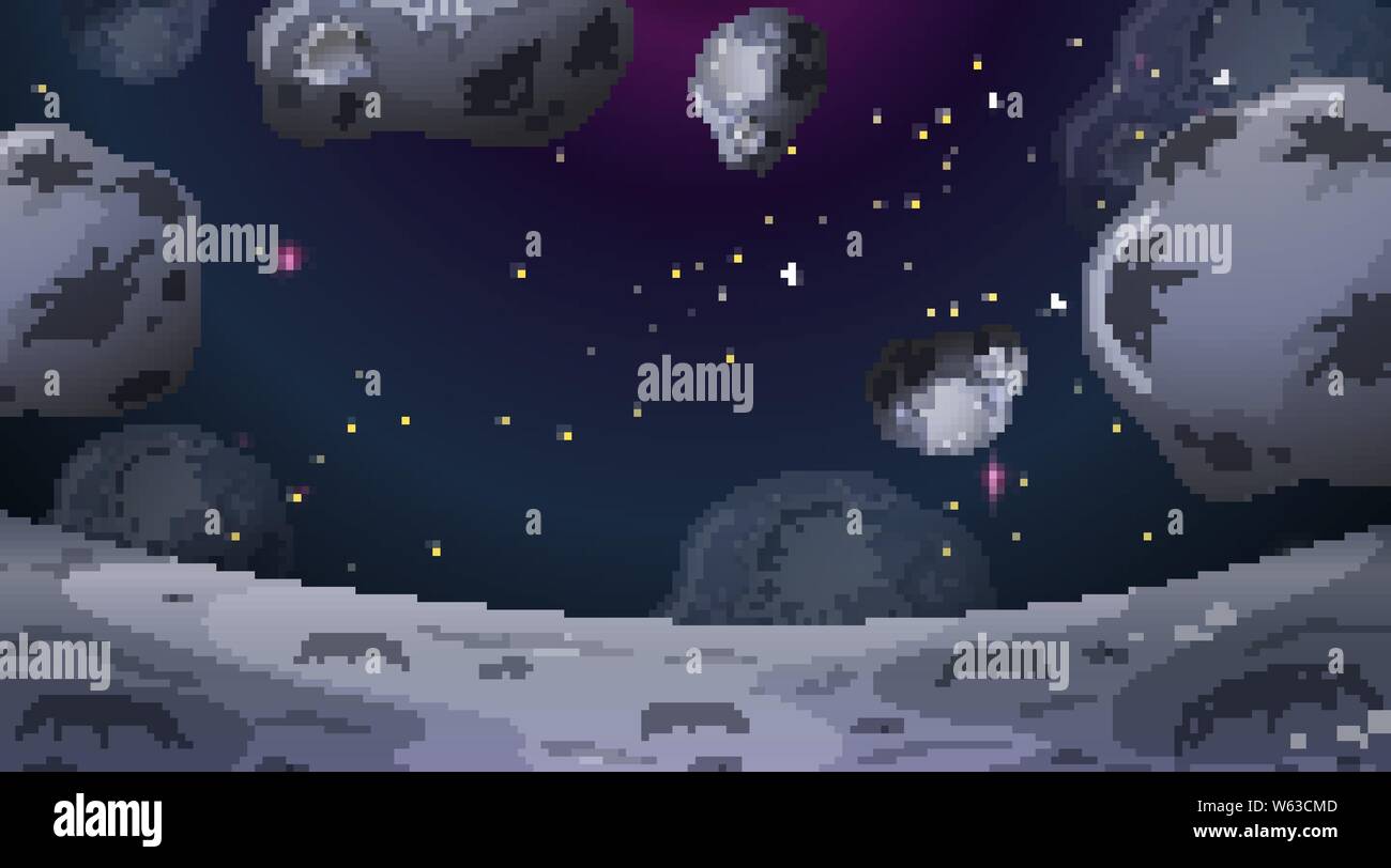 Asteroid moon landscape scene illustration Stock Vector Image & Art - Alamy