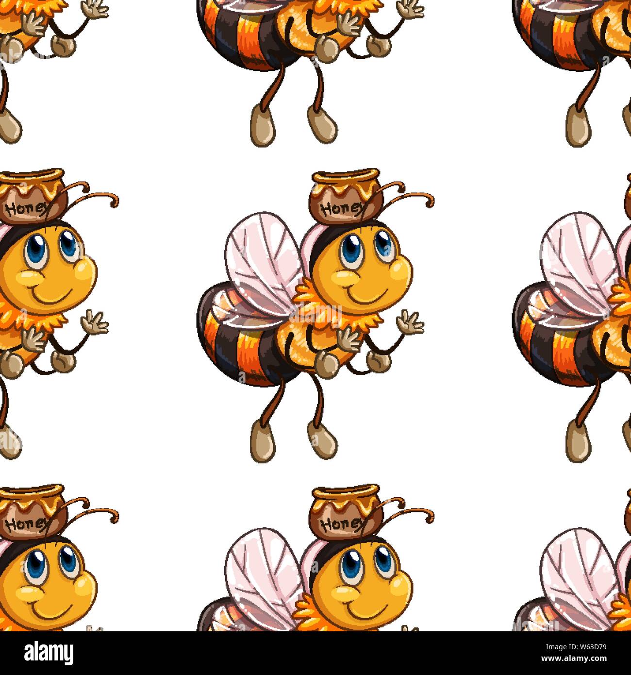 Seamless pattern tile cartoon with bee illustration Stock Vector Image ...