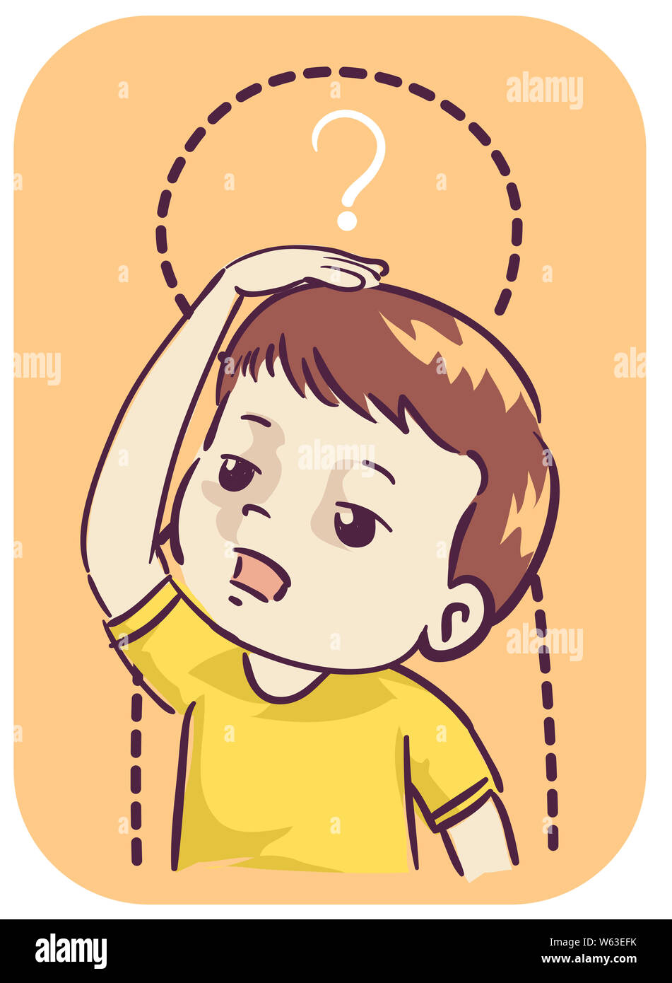 Illustration of a Kid Boy with Stalled Growth and Development Stock Photo