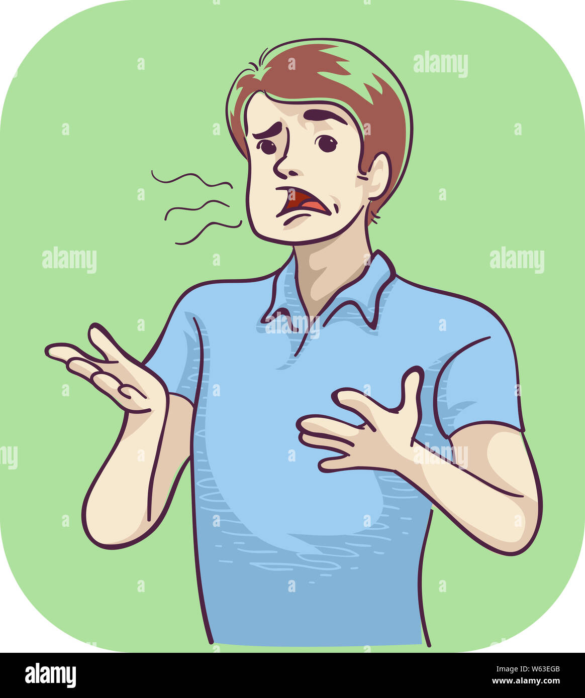 Illustration of a Man Saying Something in Slurred Speech Stock Photo