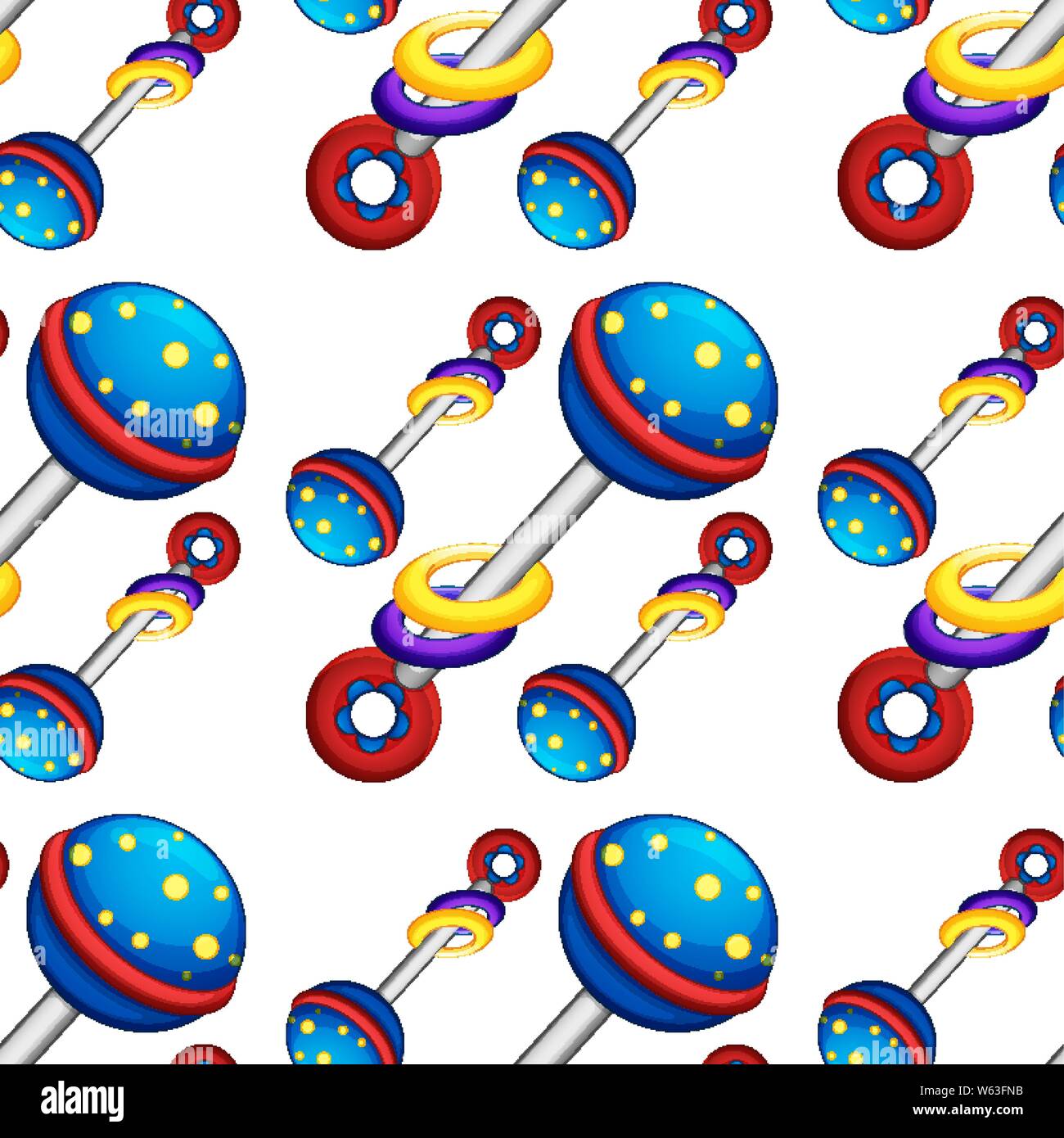 Cartoon Rattle Frame Seamless pattern tile cartoon with baby rattle illustration Stock ...