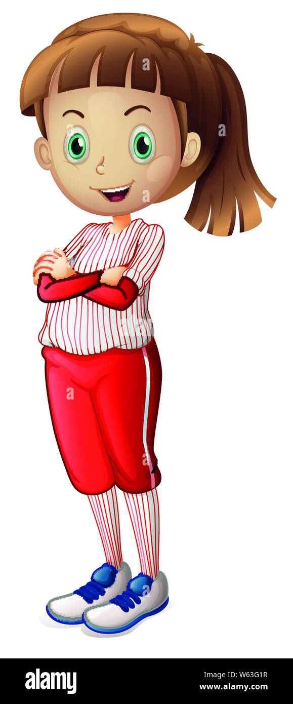 Isolated happy girl in baseball outfit illustration Stock Vector Image