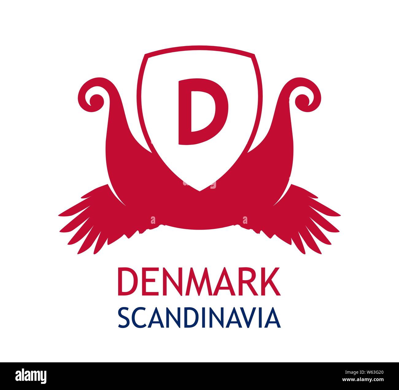 Coat of arms for Danish business company, Logo for travel agency in Denmark, Vector illustration. Stock Vector