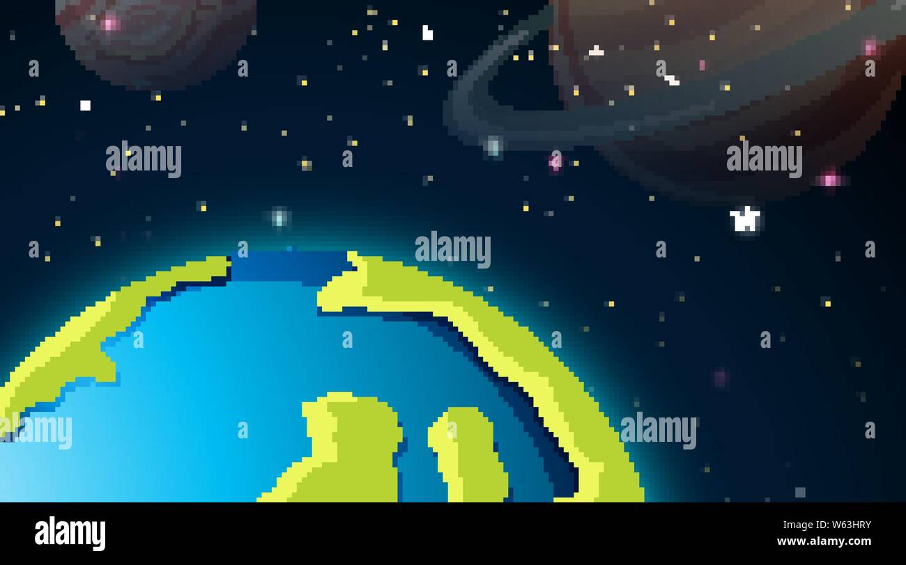 Earth In Space Scene Illustration Stock Vector Image Art Alamy